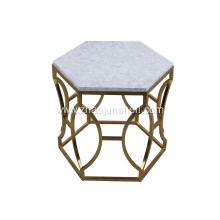 CANOSA Chinese fresh water shell tea table with golden stainless steel tea table